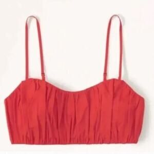 Abercrombie & Fitch Red Ruched Crop Top Size M